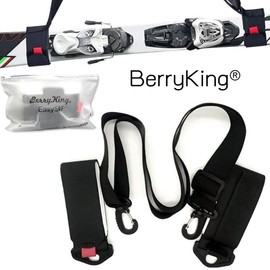 BerryKing EasySki Ski Harness Ski Rucksack and Winter Sports Equipment Adjustable Carrying Strap with Velcro Fastener for Adults & Children, black, 12 cm