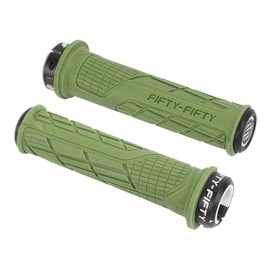 FIFTY-FIFTY Mountain Bike Handlebar Grips, Single Lock-on MTB Grips, Comfortable and Lock On, Non-Slip Bicycle Handle, Fit for All Mountain, Enduro, Downhill (Olive Green)