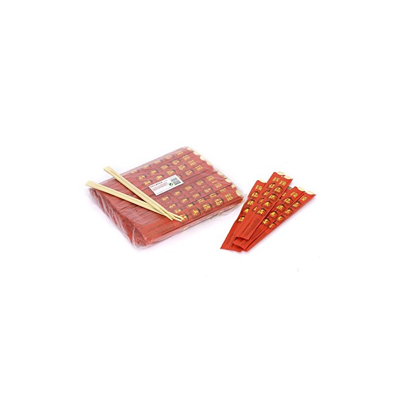 100 Pairs of Disposable Chopsticks Packed in Red Paper Sleeve
