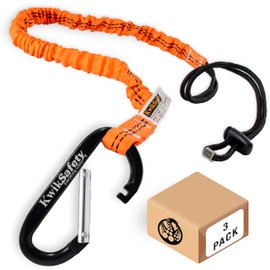 KwikSafety - Charlotte, NC - Tentacle [3 Pack] Light Duty Tool Lanyard w/Aluminum Carabiner Clip Coiled Retractable Bungee Cord, Loop & Adjustable Clasp Lock Fall Protection / 10 lb Limit