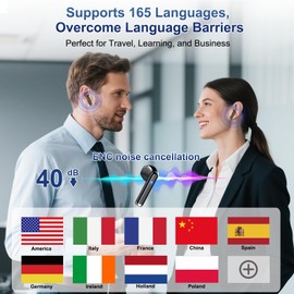 2026 AI Translation Earbuds Real Time, 165 Language Translator Earbuds 3-in-1 Bluetooth 5.4 with APP, Translation Headphones with 6 Translation Modes Translating Device for Travel/Business/Learning