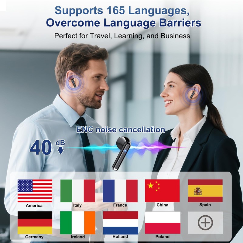 2026 AI Translation Earbuds Real Time, 165 Language Translator Earbuds