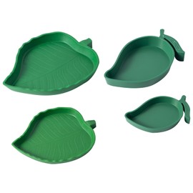 Reptile Bowls Flat Lizard Hamster Snake Accessories for Turtle Two Mango Shapes and Leaf Feeder Bowl