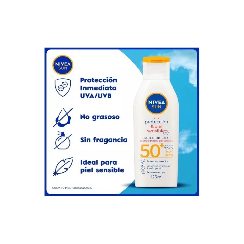 Nivea Protector Solar Fps 50+ Piel Sensible 125 Ml Nivea