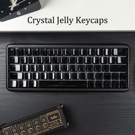 Crystal Jelly Keycaps, Black OEM Profile Keycaps, 134 Key Custom Shine Through Keyboard Caps Set, Translucent Key Caps for 61/68/84/87/98/100 Cherry MX Keyboard Mechanical