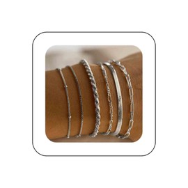 Allereya Vintage Layered Paper Clip Bracelet Snake Herringbone Bracelet Gold Rope Chain Bracelets Chain Stretch Bracelet Minimalist Chains Bracelet Jewellery for Women, Zinc