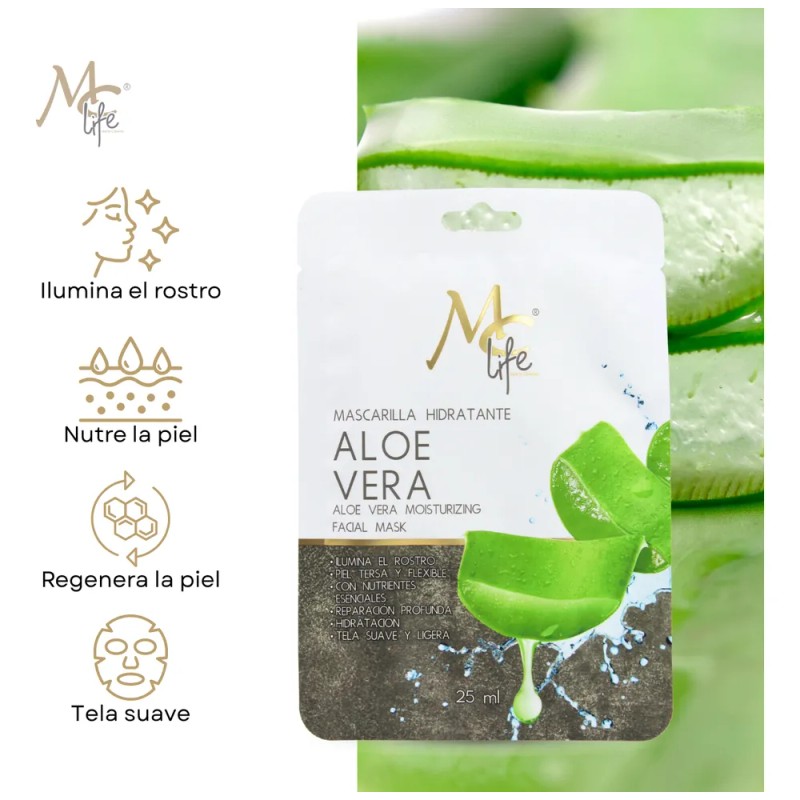 Mascarilla Facial Hidratante Aloe Vera, Skincare. Mc Life
