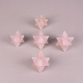 JIC Gem Large Pink Merkaba Healing Crystal Natural Rose Quartz Merkaba Crystal Grid Home Decor Spiritual Gifts Reiki 3D Star Dodecahedron (10-11cm)