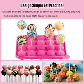 Silicone Cake Pop Molds, 20 Cavity Lollipop Molds with 100pcs Cake Pop Sticks 100pcs Candy Treat Bags 100pcs Gold Ties, Cake Pop Kit for Lollipop Chocolate Making and Packing