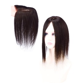 HIYE Partial Wig, 100% Human Hair, Real Artificial Skin, Fully Hand Planted, Parted, Natural, Medical Use, Women's, Breathable, Straight Point Wig, Parietal, Gray Hair, Skin Color Net, Net Size (W x H