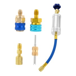 gohantee AC Oil Injector Kit for R1234YF R134A R410A Refrigerant System, Oil Filling Syringe with Female 1/4" SAE x Male 1/4" SAE, R1234YF & R134A Low Side Quick Couplers, R410A Mini Split Adapter