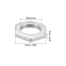 PATIKIL M10 x 1.0 Steel Hex Nuts, 60 Pack, Metric Thread, Galvanised Fittings, Nuts, Screw Bolts, Mounting Parts for Lamps, Machines, Repair, 2 mm Height