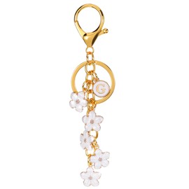 PATIKIL Initial Letter Flower Schlüsselanhänger, Alphabet G Emaille Charme Blumen Schlüsselring Schlüsselhalter Tasche Handtasche Geldbörse Zubehör für Geburtstage, Valentinstag, Weiß