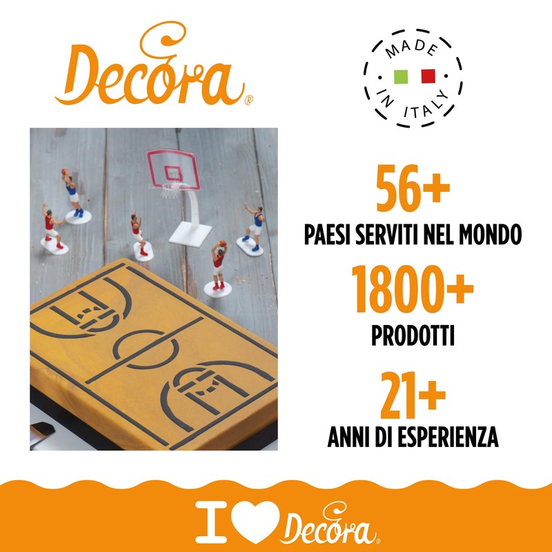 DECORA, 0816015 Set Decorativo per Dolci a Tema Basket, Contiene