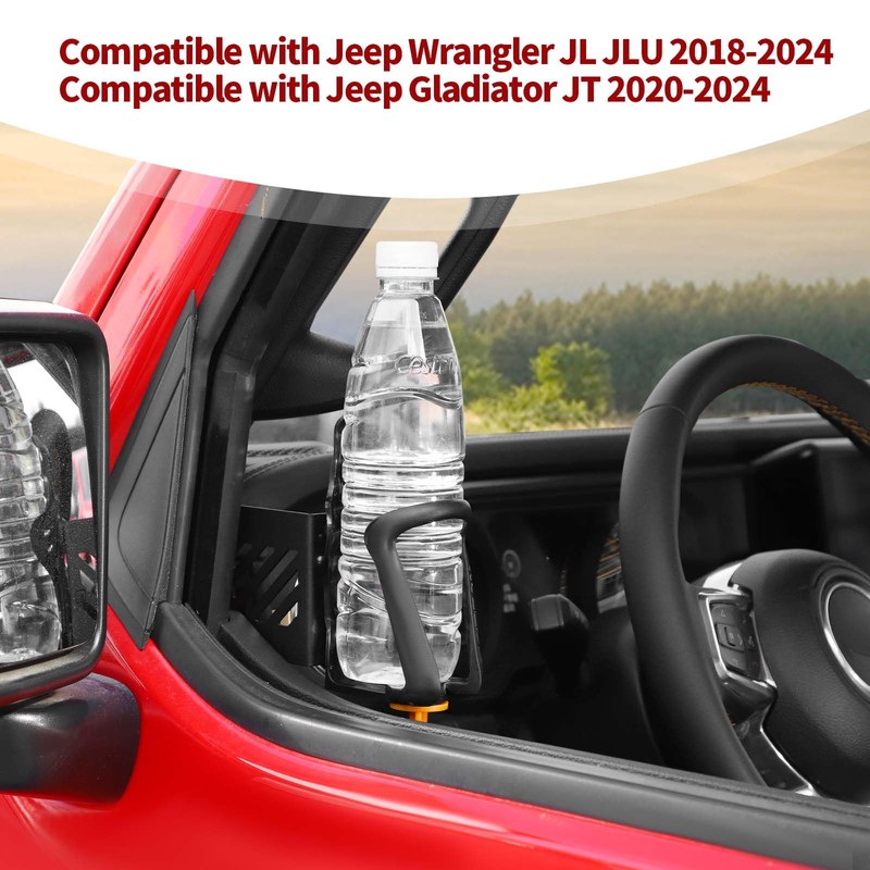 PDKLIN for Jeep JL Front Door Side Cup Holder for
