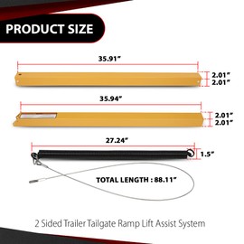 CROSSDESIGN 2 Sided Trailer Tailgate Liftgate Ramp Lift Assist System 350 Pounds, 10 to 24 inches Side Rail Heights, 4 to 6 Feet Tailgate Heights Yellow