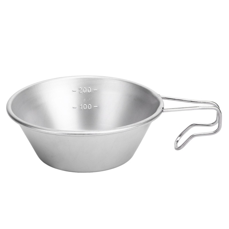 Camping Cup Backpacking Bowl Cup Stainless Steel with Hook Shape