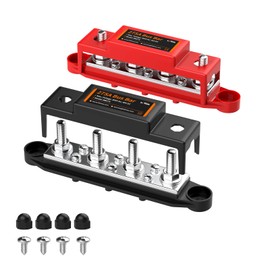 LiTime 275A Bus Bar, 4 ×5/16''(M8) Studs, 6 × #8(M4) Screws, Red and Black