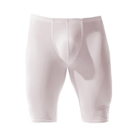 YUFEIDA Mens Compression Half Tights Leggings Sheer Swimwear Shorts Trunks Pant White