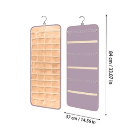 QIUPFGUT Hanging Jewellery Organiser, Dressing Table, Wardrobe Jewellery Storage, Jewellery Organiser Hanging, Hanging Earrings Storage Bags, Storage Roll with Hanger (Purple)