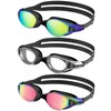 QALLY Swim-Goggles Men Goggles-Swimming-Adult Women: 3 Pack Unisex Anti-Fog Youth