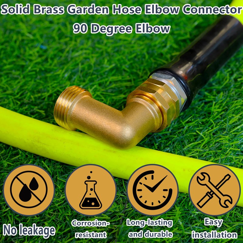 90-Degree Hose Elbow For RVs — Solid Brass Construction, Strong