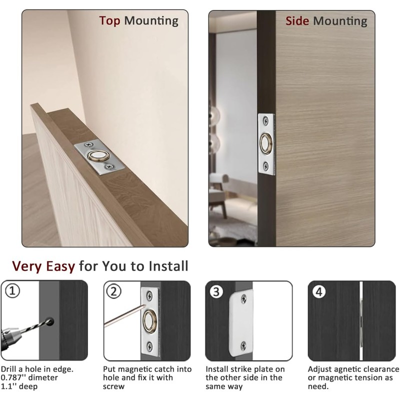 JQK Closet Magnetic Door Ball Catch Hardware, 430 Stainless Steel