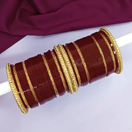 Efulgenz Indian Bridal Bangles Set Maroon Punjabi Chura Dulhan Choora Bangle Set for Women Faux Pearl Crystal Bridal Chura Bangles Punjabi Chuda Acrylic Bangle Set for Wedding Bracelet Fashion Jewelry Indian Wedding Bangles for Women