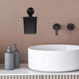 Healifty Suction Cup Toothbrush Holder Wall Mounted Bathroom Organizer Compact Toothbrush Stand with Razor Storage 3.93X3.14X4.33In for Shower Vanity