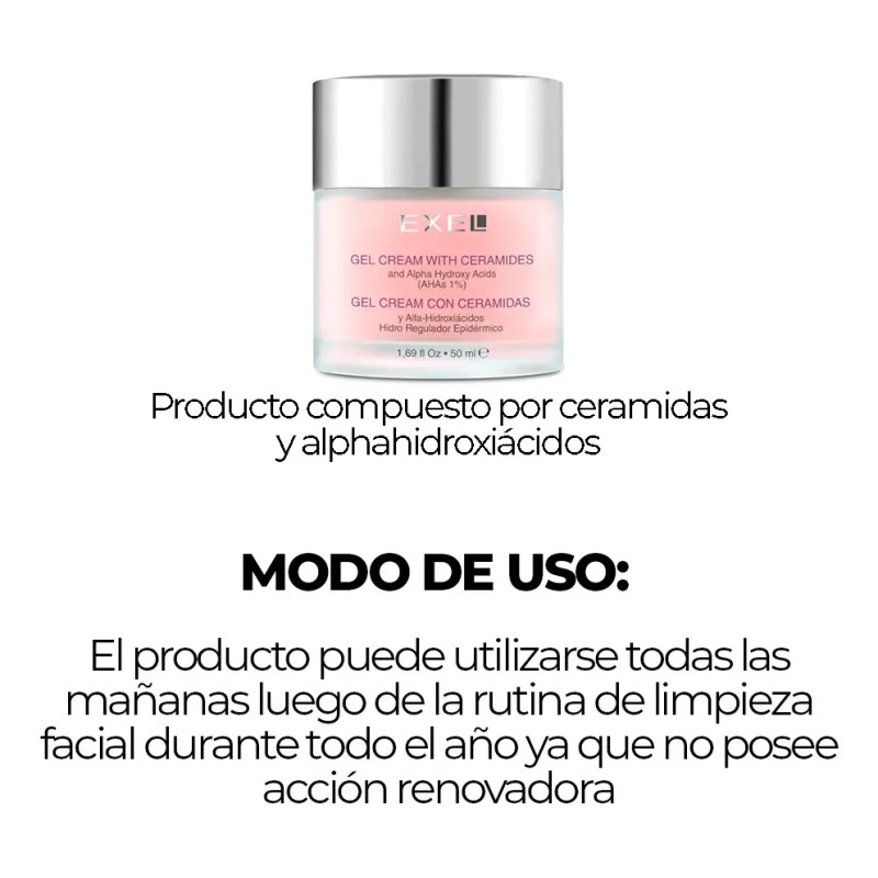 Gel Crema Con Ceramidas Hidratante Restaurador Cutáneo Exel