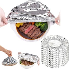 Cubierta De Aislamiento Térmico De Papel De Aluminio Para Cocina, Tapa Elástica de Papel de Aluminio Aislante Térmico,Reusable Aluminum Foil Food Covers, Conserva Calor y Frío,Resiste 110°C (10PCS)