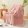 Deamsure Throw Blanket for Couch Pink 3D Ribbed Fleece Soft