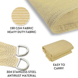 SHADEWIZ Rectangle 8' x 12' Beige Sun Shade Sail Canopy Awning for Patio Backyard Lawn Garden Outdoor Activities Grade UV Block Mesh Netting, We Can Make Custom Sizes