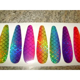 The Fishing Lure Tape Company RAINBOW HOLO SCALE  ASST COLORS  HAGEN T Spoon Die Cut Fishing Lure Tape 6 Sizes - T8 4 PACK