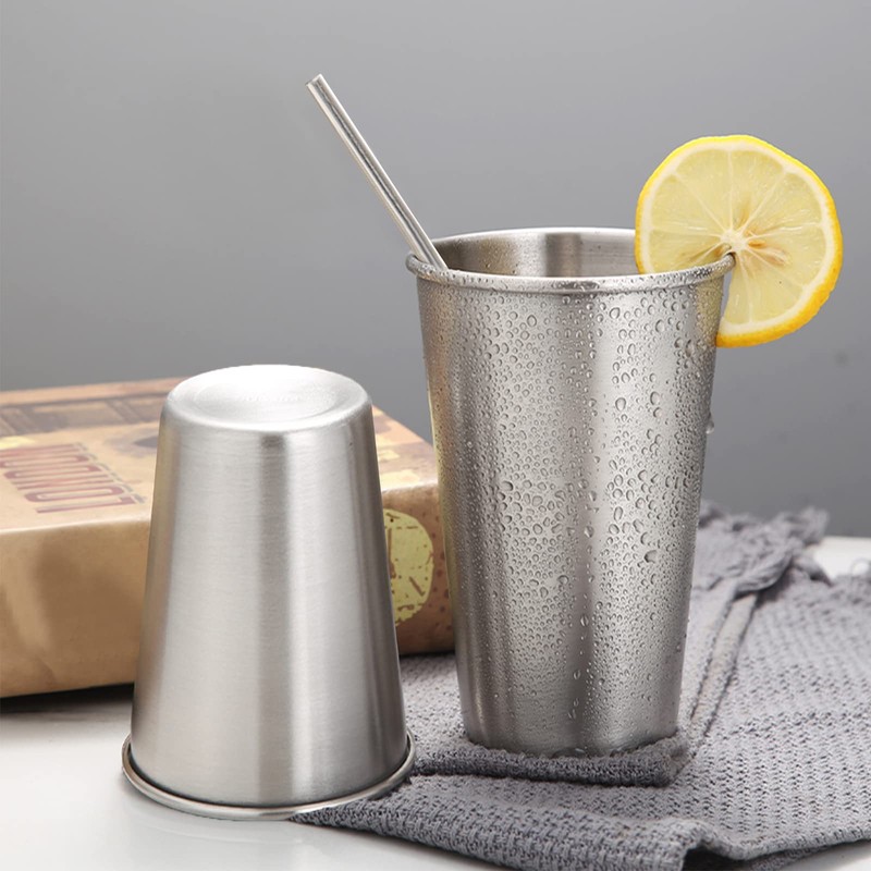 SMLIXE 8 Pack 16oz Stainless Steel Pint Cup,Healthy Unbreakable and