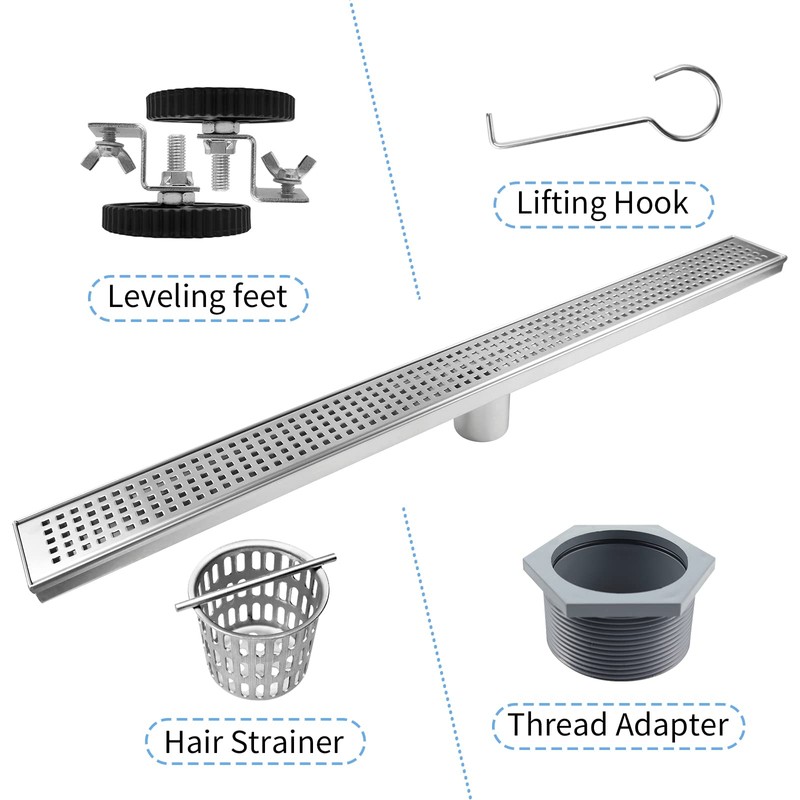 Bernkot Linear Shower Drain 30", 304 Stainless Steel Floor Drain