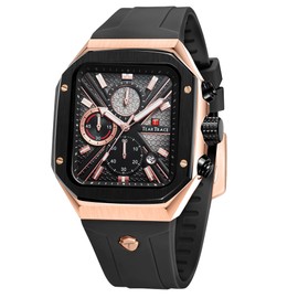 TEARTRACE Chronograph Analog Watches for Men Luminous Waterproof Business Casual Work Wrist Men's Watch with Silicon Strap