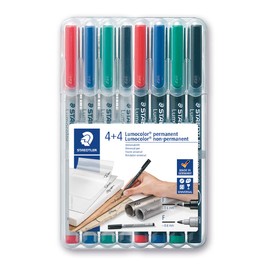 STAEDTLER Lumocolor Foil Pens, Set of 8 Pens, Special Edition, Water-Soluble and Waterproof, F-Tip Line Width Approx. 0.6 mm, High Quality, Made in Germany, 31-S WP8X, Assorted