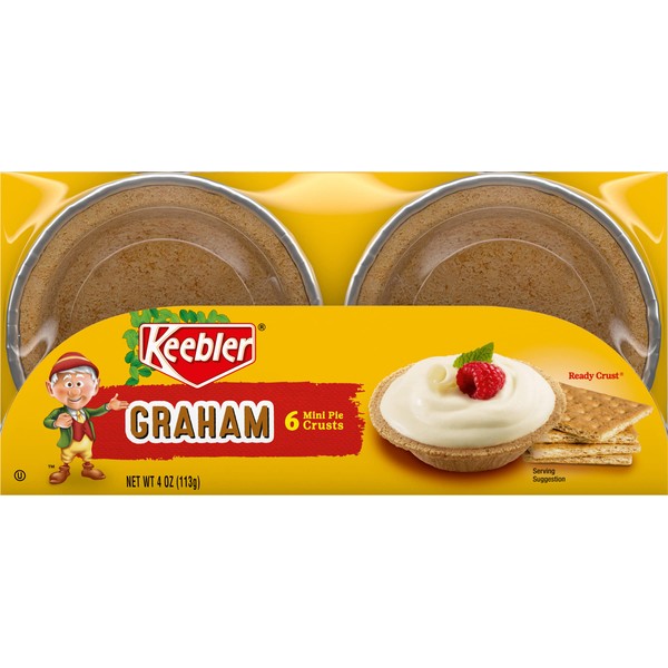 Keebler Ready Mini Pie Crusts, Graham Cracker, 4 Ounce (Pack of 6)