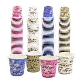 COFFISANO 200 Coffee Cups 75 ml • Disposable Cups 2.5 oz Reusable Paper Colourful for Restaurants, Office, Sports, Bar • Suitable for Hot Drinks, Espresso, The, Barley