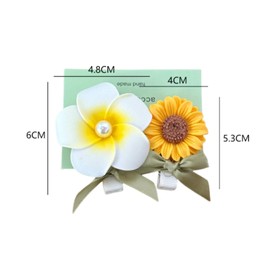 4 Stück Haarklammer, Haarspangen mit Sonnenblumen, Stilvolles Haarnadel mit Perlen Bänder, Hawaiianisches Blumen Haarspange für Frauen, Mädchen, Sommer Strand, Party, Hochzeit Dekoration (Grün-V)