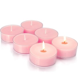 Scented Tealight Candles, Natural Soy Large Tea Lights Candle with Rose Essential Oils, 8 Hours Long Burn Time - Handmade Pink Tealights for Home Dinner Weddings Party