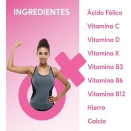 Suplemento Súluu Multivitamínico Femenino Ácido Fólico Vitaminas D3 K1 B3 B6 B12 C Hierro y Calcio Sin Gluten