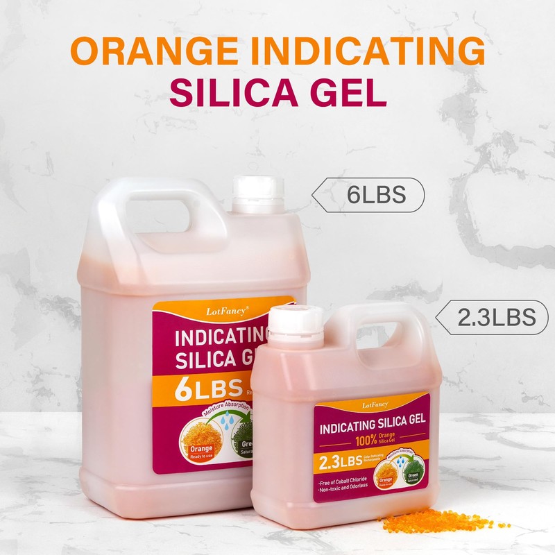 LotFancy 2.3 LBS Orange Indicating Silica Gel Beads Desiccants (Industry