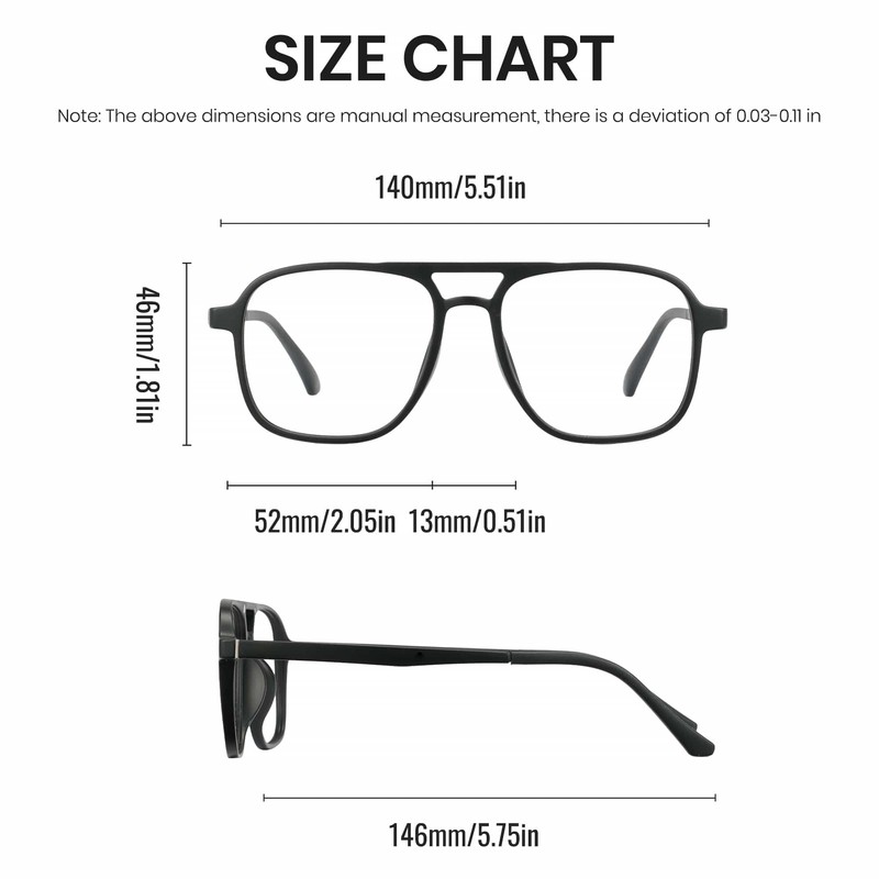 Cyxus P1575 Magnetic Glasses, Glasses and Sunglasses, 2-Way Glass, Clip-On,