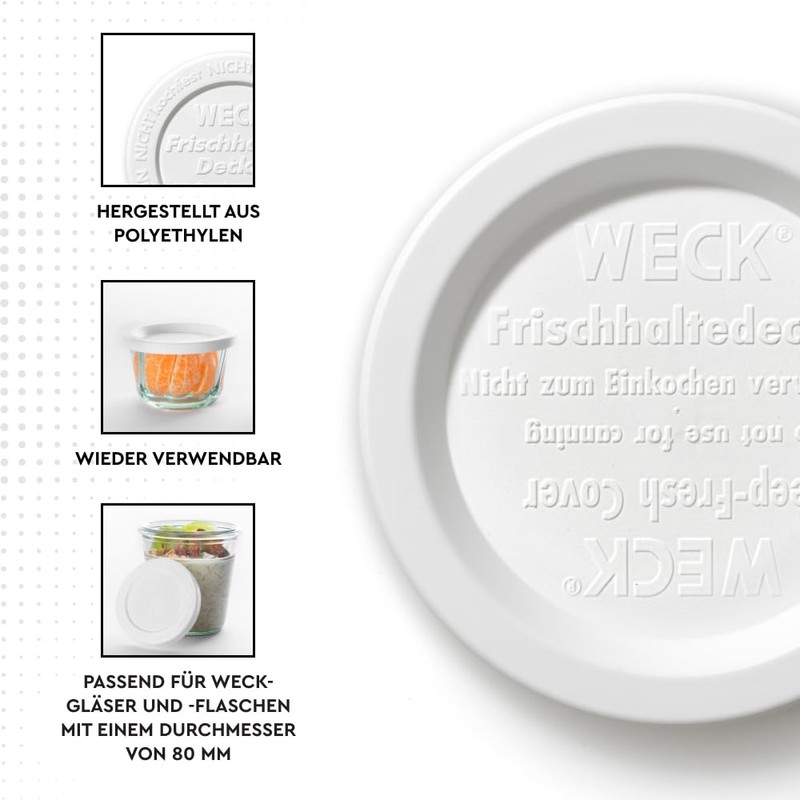 Weck Keep Fresh 80mm Lids 5 Pack | For Preserving,