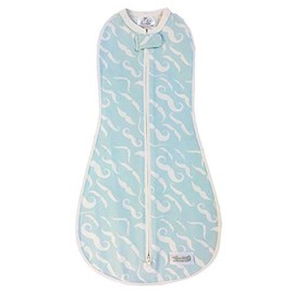 The Original Woombie Baby Swaddle Blanket, Cool Blue Mustache, 5-13 lbs