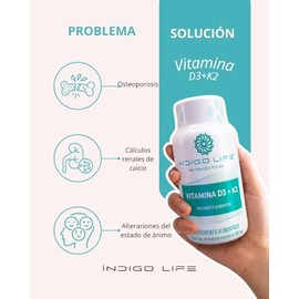 Pack 2 Frascos de Vitamina D3 + K2 – 40 Cápsulas Veganas 500 mg c/u