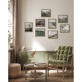 InSimSea Framed Canvas Wall Art Vintage Decor, Home Decor Danish Coastal Landscape in Stormy Weather Classical Paintings, Coastal Wall Art for Living Room Bedroom Office Decor, 8"x10"