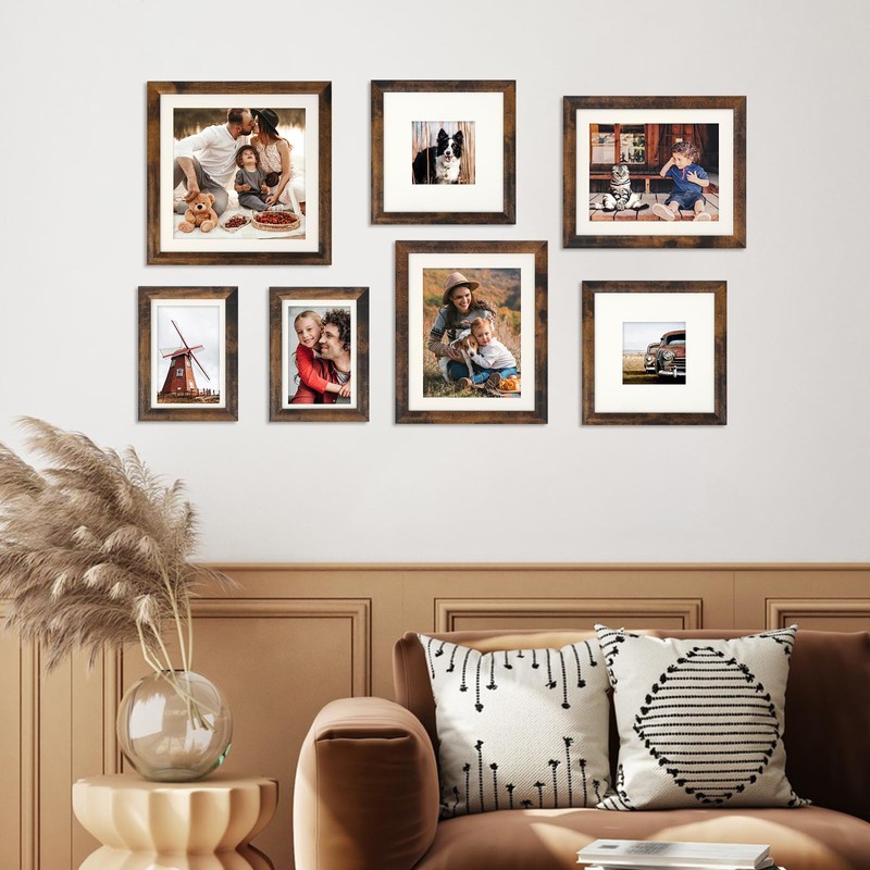 AEVETE Picture Frame 8x10 Dark Brown Photo Frames Rustic for